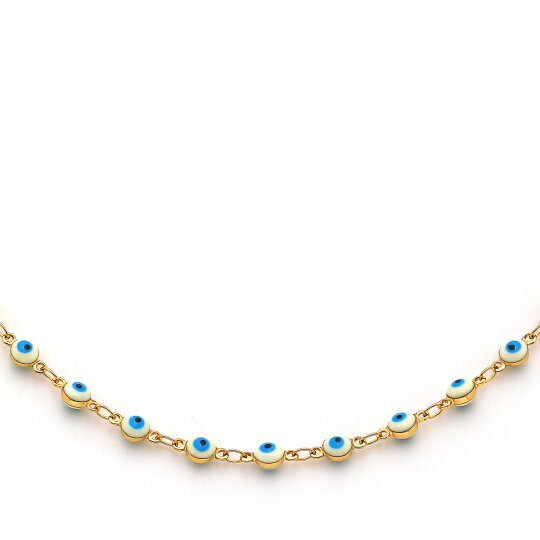 Goodluck Evil Eye Bead Gold Plated Necklace - (1)