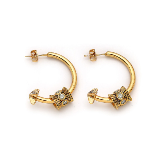 Grace Gold Plated Zircon Charm Pinned Earrings 
