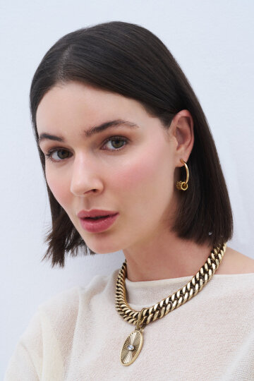 Grace Gold Plated Zircon Charm Pinned Earrings - (1)