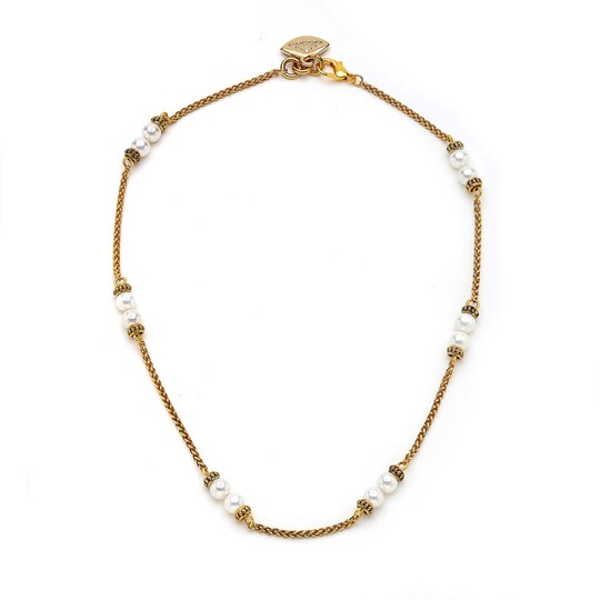 Grace Pearl Gold Plated Chain Necklace - (1)