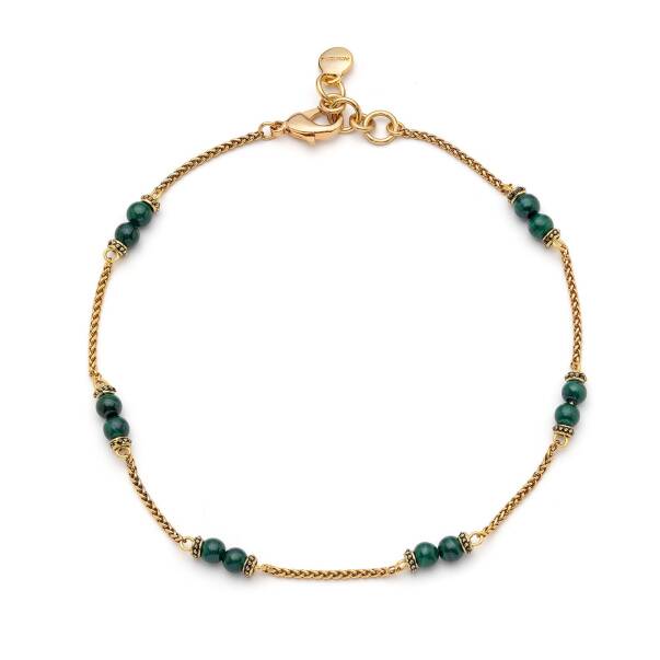Green Malachite Natural Stone Gold Plated Chain Necklace - 1