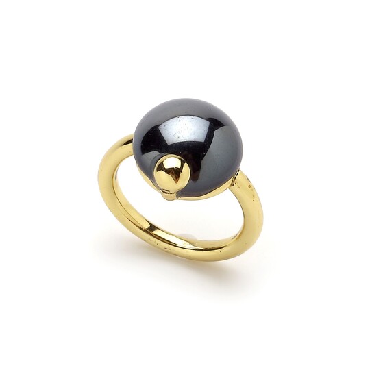 Grey Hematite Gold Plated Ring