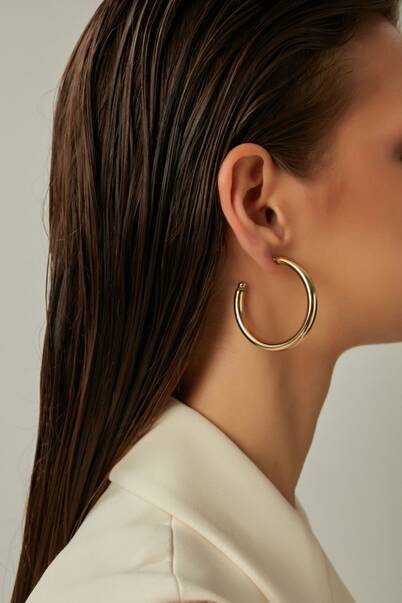 Gristo Gold Plated Hoop Pin Earrings - 1