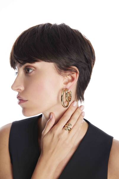 Gristo Gold Plated Hoop Pin Earrings - 3