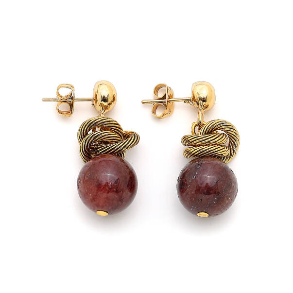 Groove Natural Stone Pinned Earrings - 1