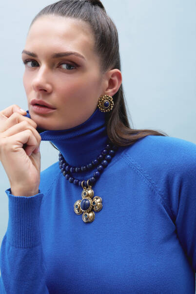 Grove Lapis Clip On Earrings - 2