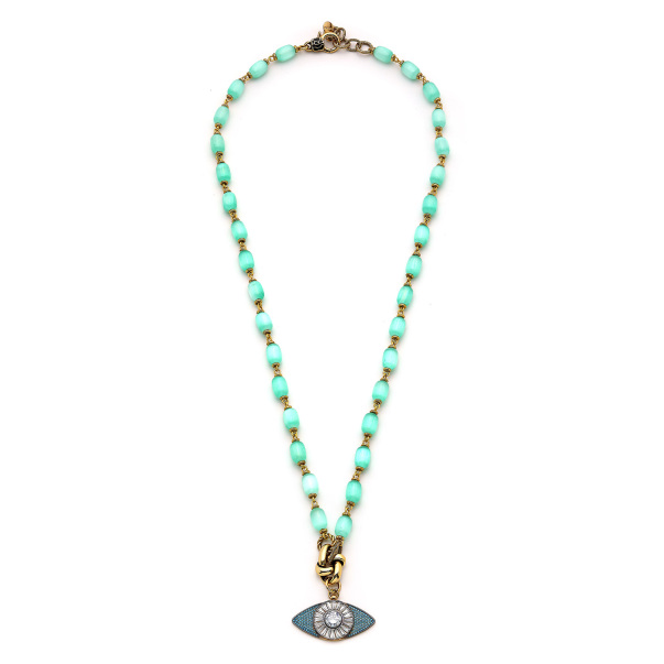 Guardian Gold Plated Eye Charm Natural Stone Necklace - 1