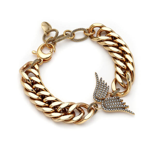 Guardian Wings Zircon Angel Wing Charm Chain Bracelet - 1