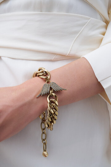 Guardian Wings Zircon Angel Wing Charm Chain Bracelet - (1)