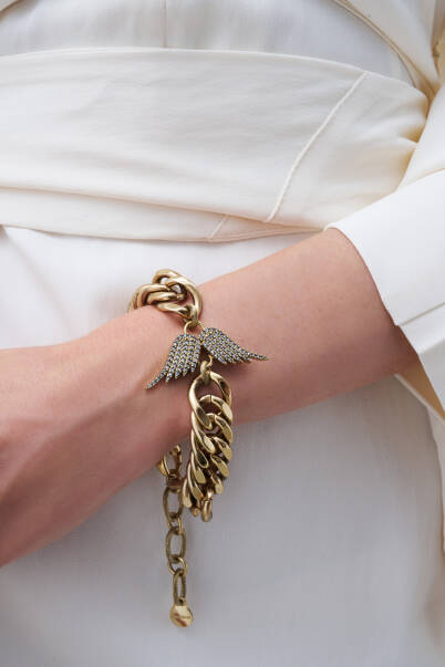 Guardian Wings Zircon Angel Wing Charm Chain Bracelet - 2