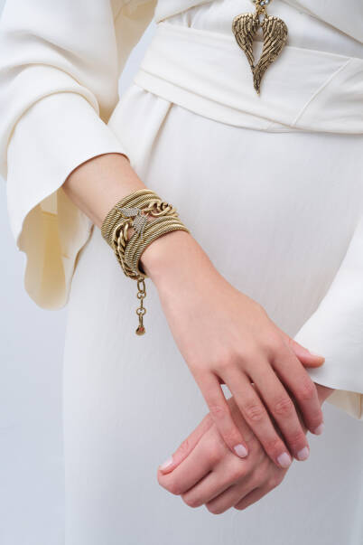 Guardian Wings Zircon Angel Wing Charm Chain Bracelet - 3