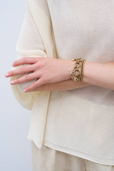 Guiding Eye Star & Heart Charm Chain Bracelet - 3