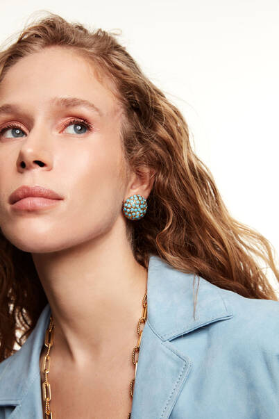 Gwen Turquoise Zircon Gold Plated Earrings - 5
