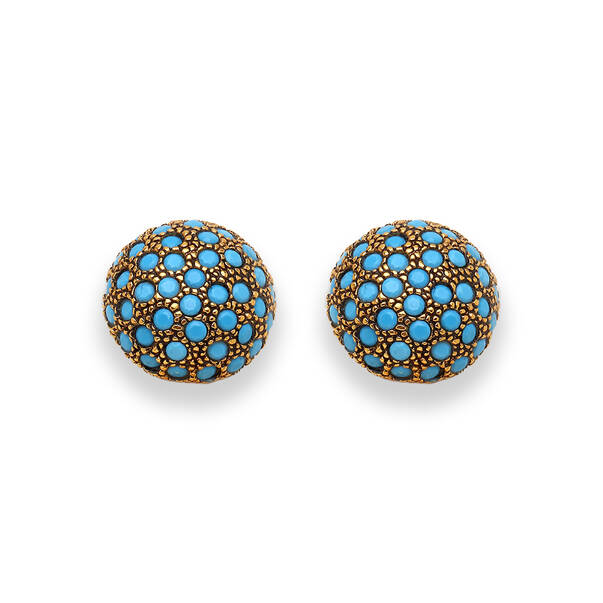 Gwen Turquoise Zircon Gold Plated Earrings - 1