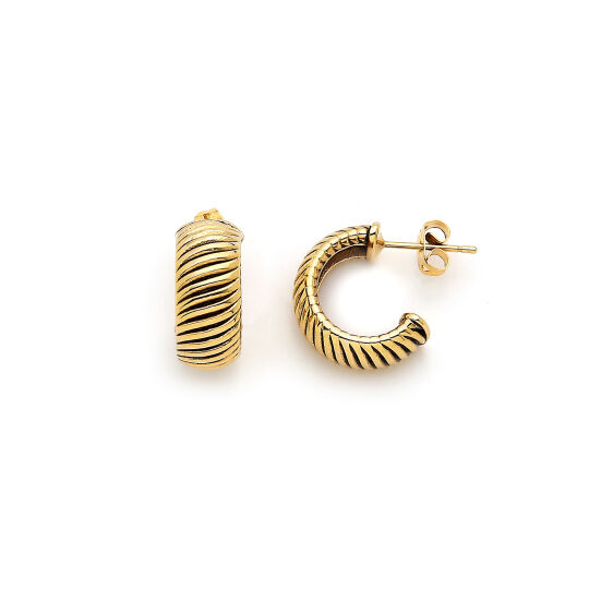 Gypsy Altın Kaplama Halka İğneli Küpe - 