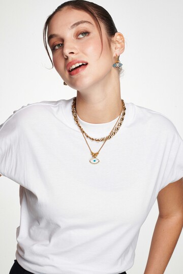 Gizmo Gold Plated Eye Chain Necklace 