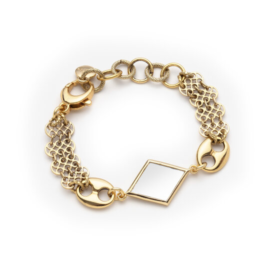 Halo Mirror Charm Gold Plated Chain Bracelet - 