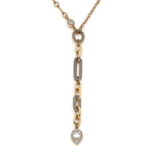 Halo Path Zircon Drop Charm Chain Necklace - 3