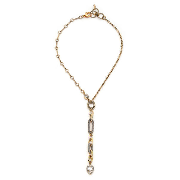 Halo Path Zirkon Damla Charm Zincir Kolye - 1