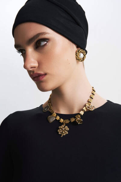 Harmony Gold Plated Clover,Heart Charm Chain Necklace - 5