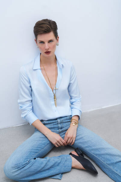 Harvest Pearl Tassel Charm Gold Plated Chain Necklace - 8