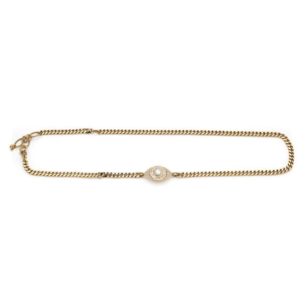 Hazel Gold Plated Evil Eye Charm Chain Belt - 1