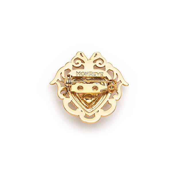 Heart Bloom Kalp Charm Altın Kaplama Broş - 2