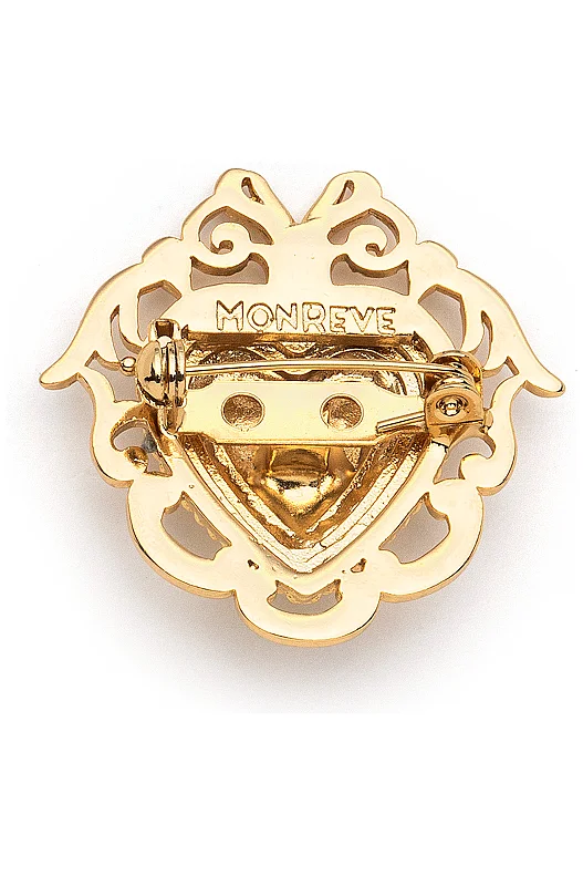 Heart Bloom Kalp Charm Altın Kaplama Broş - (1)