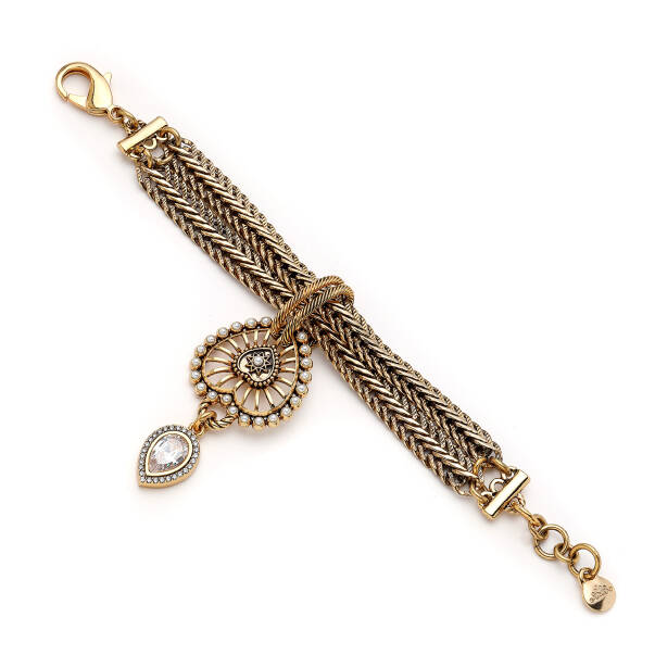 Heart & Drop Charm Chain Bracelet - 1