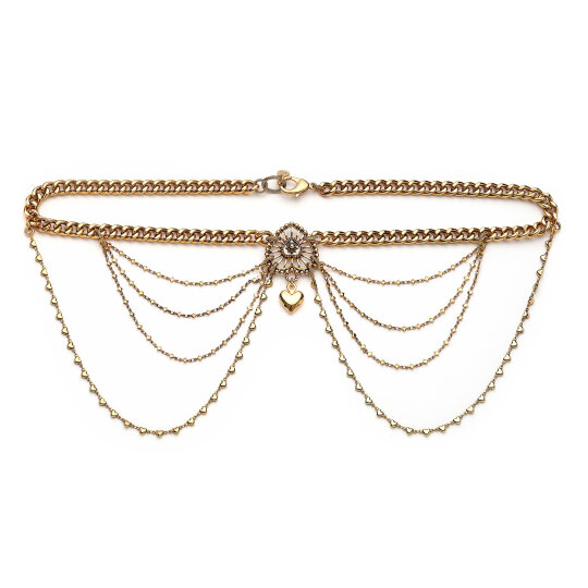 Heart of Chains Heart Charm Gold Plated Chain Belt - 
