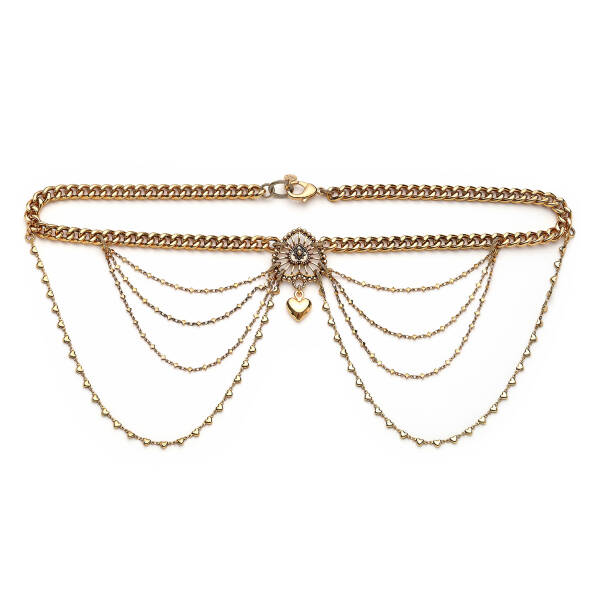 Heart of Chains Heart Charm Gold Plated Chain Belt - 1
