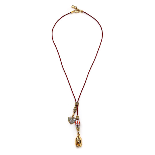 Hearted Altın Kaplama Kalp Charm Kolye - 