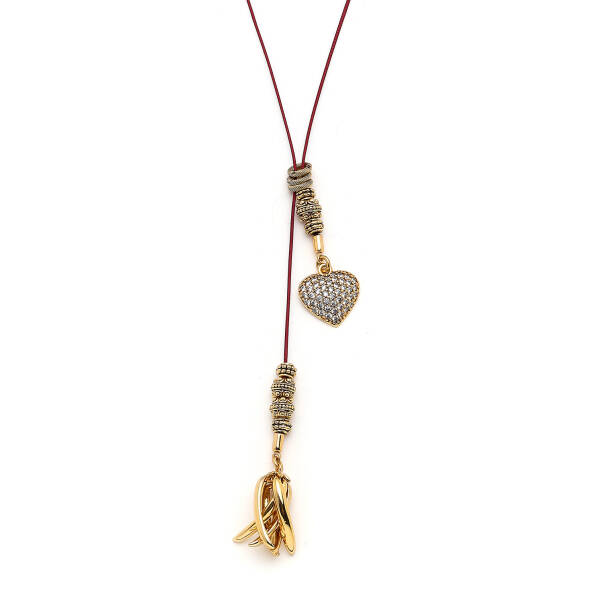 Hearted Gold Plated Charm Necklace - 3