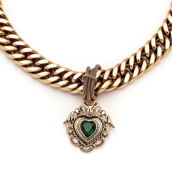 Heartish Heart Charm Gold Plated Thick Chain Necklace - 3