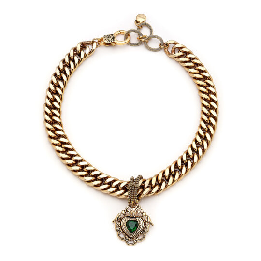 Heartish Heart Charm Gold Plated Thick Chain Necklace - (1)