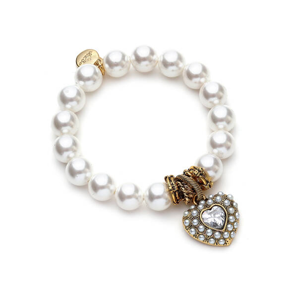 Hearty Pearl Kalp Charm İnci Bilezik - 1