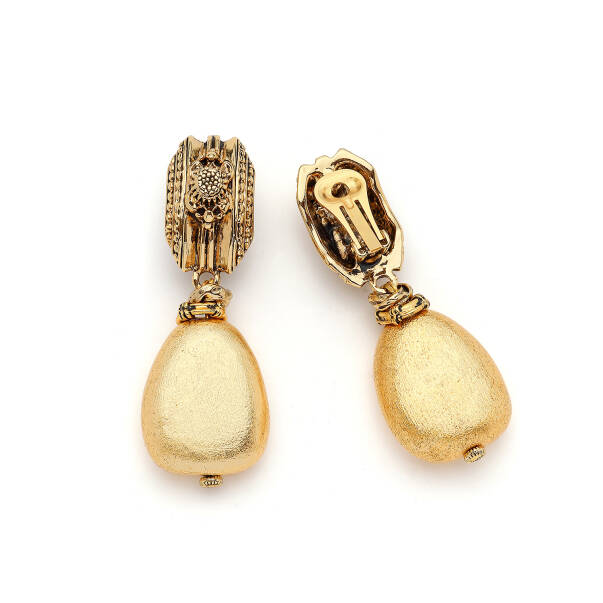 Heritage Drop Gold Plated Clip Earrings - 2