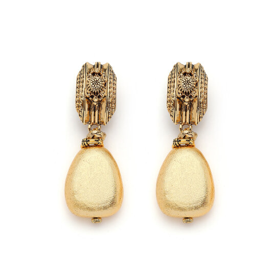 Heritage Drop Gold Plated Clip Earrings - 