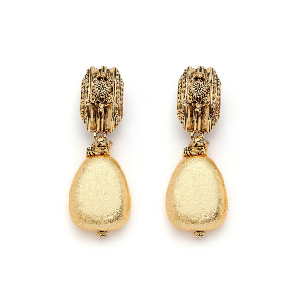 Heritage Drop Gold Plated Clip Earrings - 1