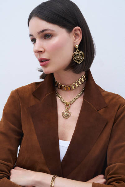 Hero Gold Plated Heart Charm Pinned Earrings - 5