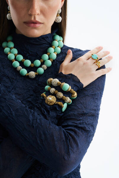 Hesta Turquoise Gold Plated Ring - 3
