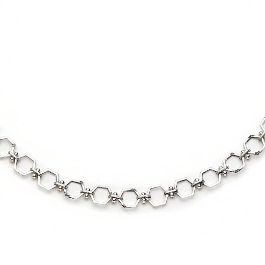 Hexa Chain Gümüş Kaplama Zincir Kolye - (1)