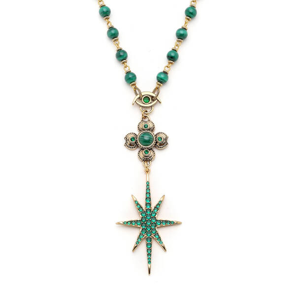 High Star Star Charm Malachite Natural Stone Necklace - 3