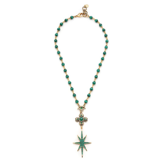 High Star Star Charm Malachite Natural Stone Necklace 