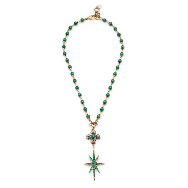 High Star Star Charm Malachite Natural Stone Necklace - 1