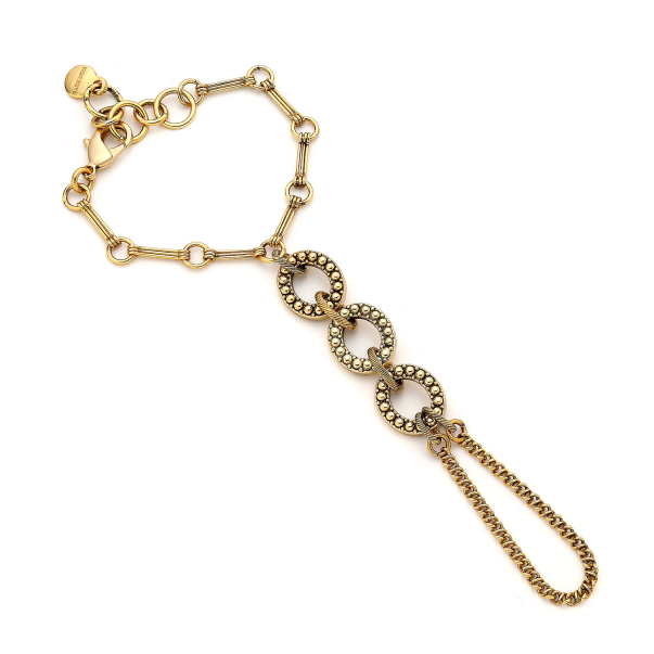 Honey Band Turquoise Natural Stone Gold Plated Chain Hand Bracelet - 1