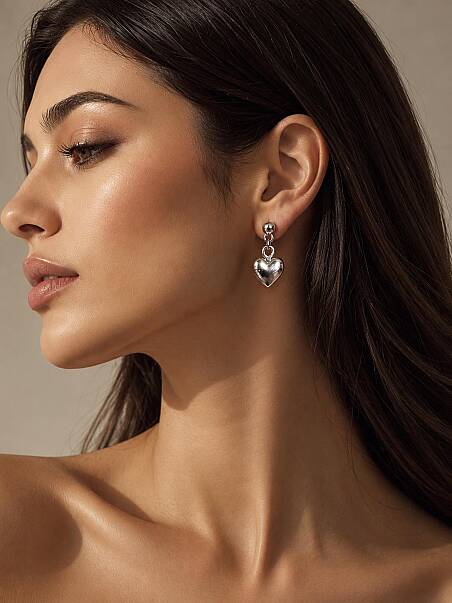 Honey Heart Charm Silver Plated Stud Earrings - 2
