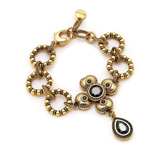 Illume Yonca Siyah Zirkon Charm Zincir Bilezik 