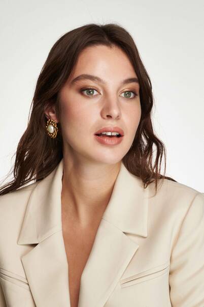 In Touch Pearl Gold Plated Clip-On Earrings - 8