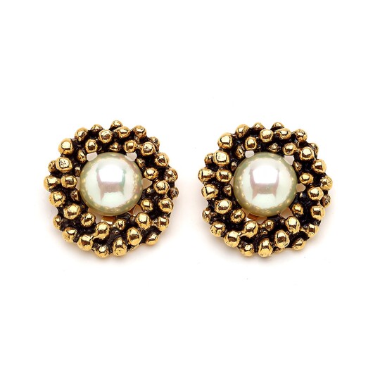 In Touch Pearl Gold Plated Clip-On Earrings - (1)